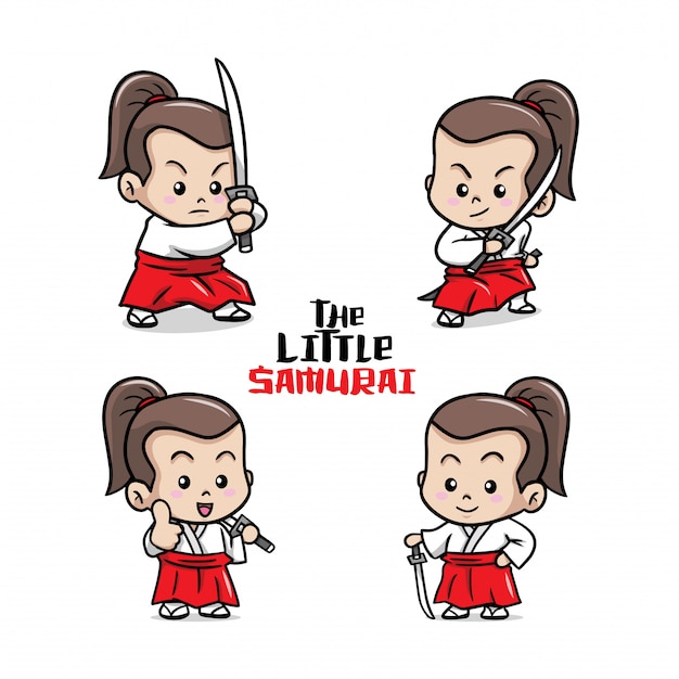 La pequeña ilustración linda del samurai