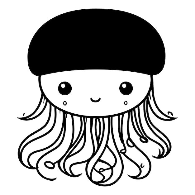 pequeña medusa linda kawaii personaje vector ilustración designicon