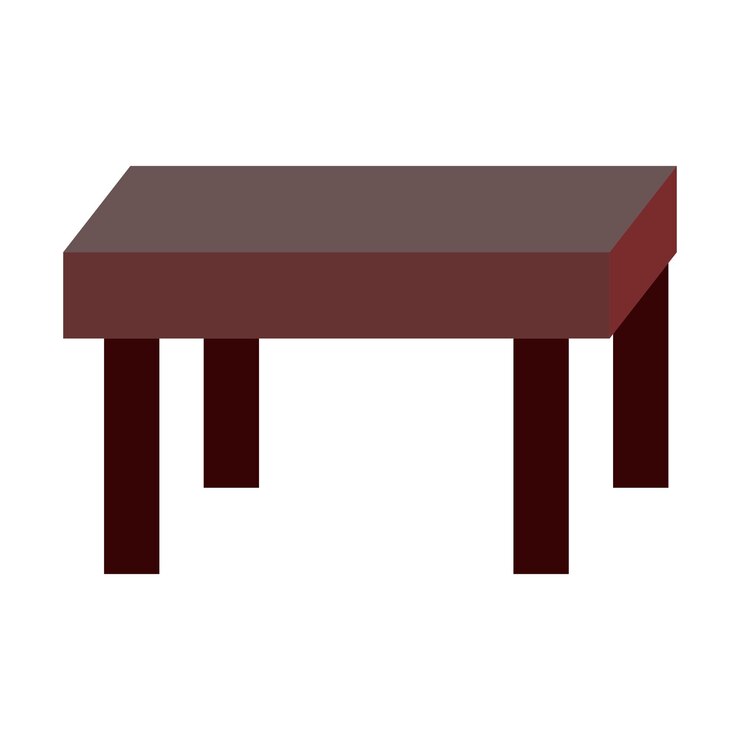 Vector una pequeña mesa con una parte superior roja y un fondo blanco
