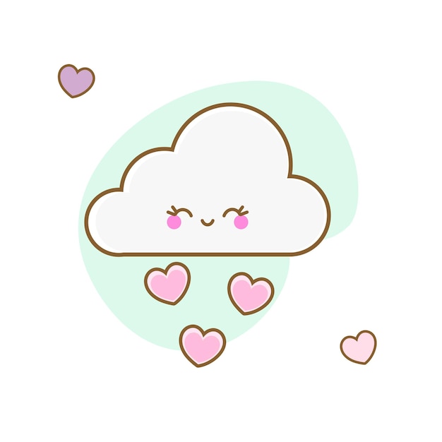 Vector pequeña nube linda kawaii color caramelo