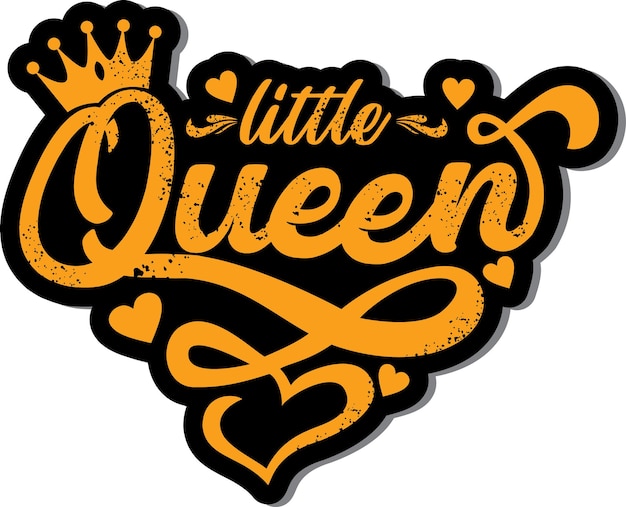 Pequeña pegatina de reina - Diseño de corona y corazones