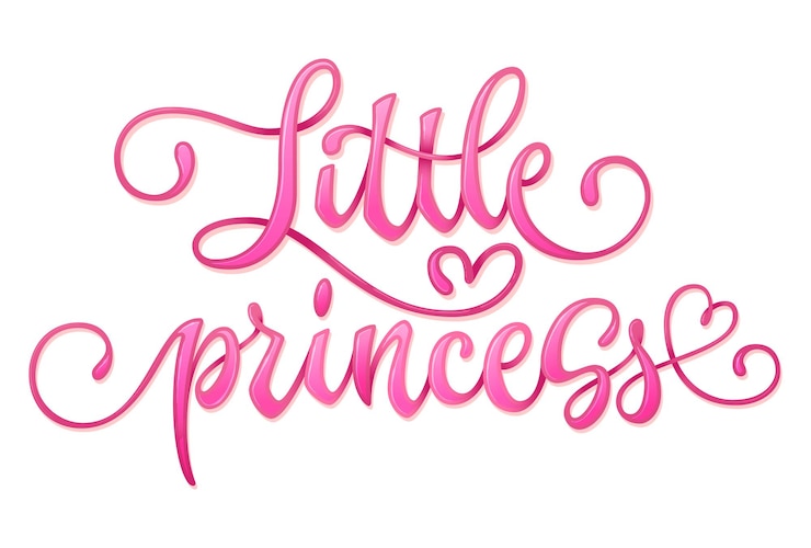 Vector pequeña princesa dibujada a mano caligrafía moderna baby shower letras logo frase