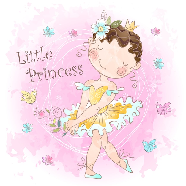 Pequeña princesa dulce. Chica con pájaros.