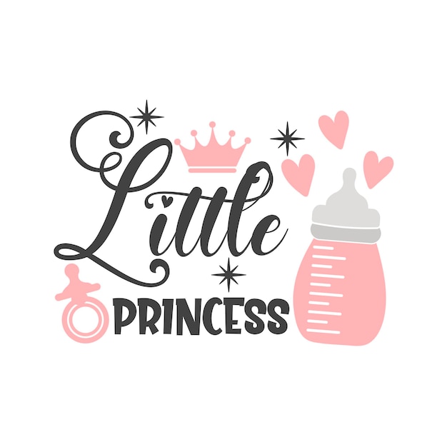 Pequeña princesa eslogan divertido inscripción Vector bebé cita ilustración para impresiones