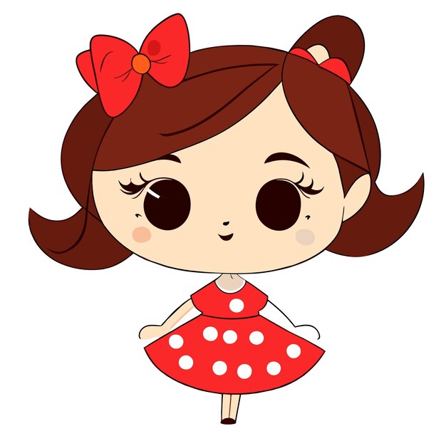 Vector una pequeña princesa linda dibujada a mano, plana, elegante, adhesiva de dibujos animados, icono de concepto, ilustración aislada.