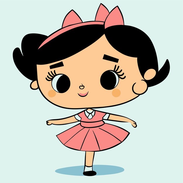 Una pequeña princesa linda dibujada a mano, plana, elegante, adhesiva de dibujos animados, icono de concepto, ilustración aislada.