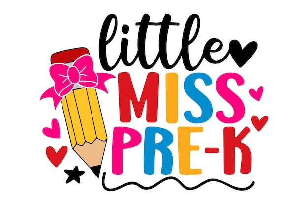 La pequeña Srta. PreK con lápiz y arco rosa