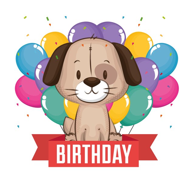 pequeña tarjeta de cumpleaños linda del perro