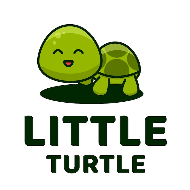 Pequeña tortuga linda plantilla de logotipo