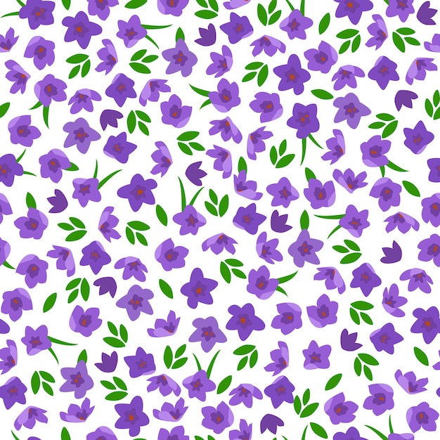 Vector pequeñas flores de color púrpura de patrones sin fisuras