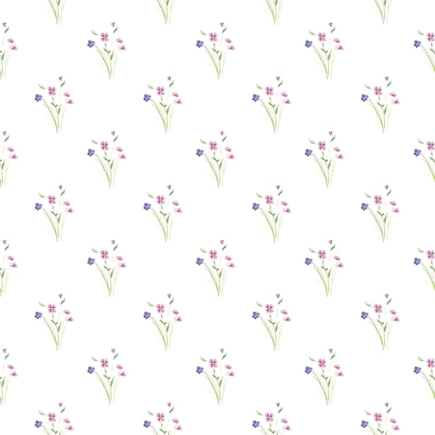 Pequeñas flores de patrones sin fisuras Fondo floral acuarela