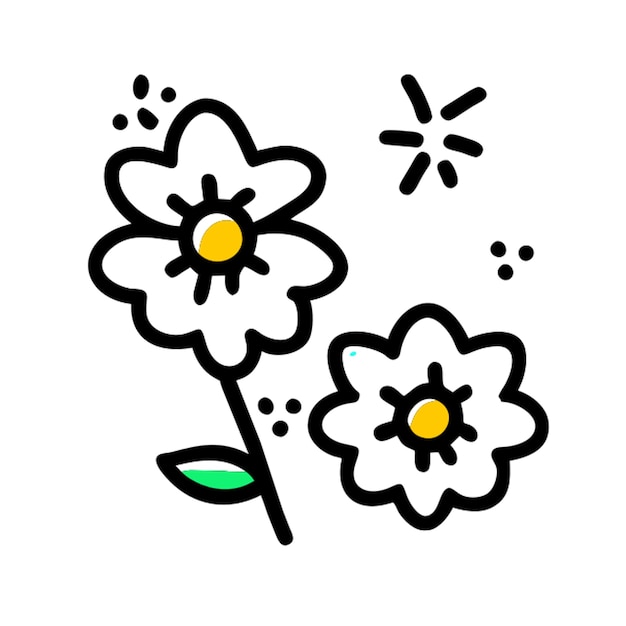 pequeñas flores vintage icono garabateo de relleno offset