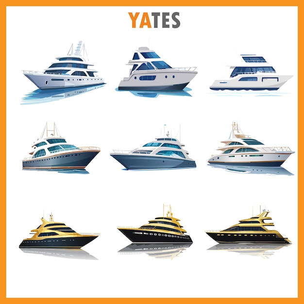 Pequeñas ilustraciones de yates para su trabajo de diseño diario