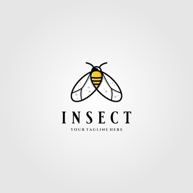 Pequeñas moscas de insectos o logo de abeja