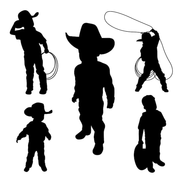 Vector pequeñas siluetas de vaquero