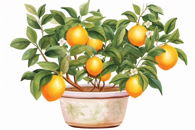 Vector pequeño árbol de mandarina sobre un fondo blanco