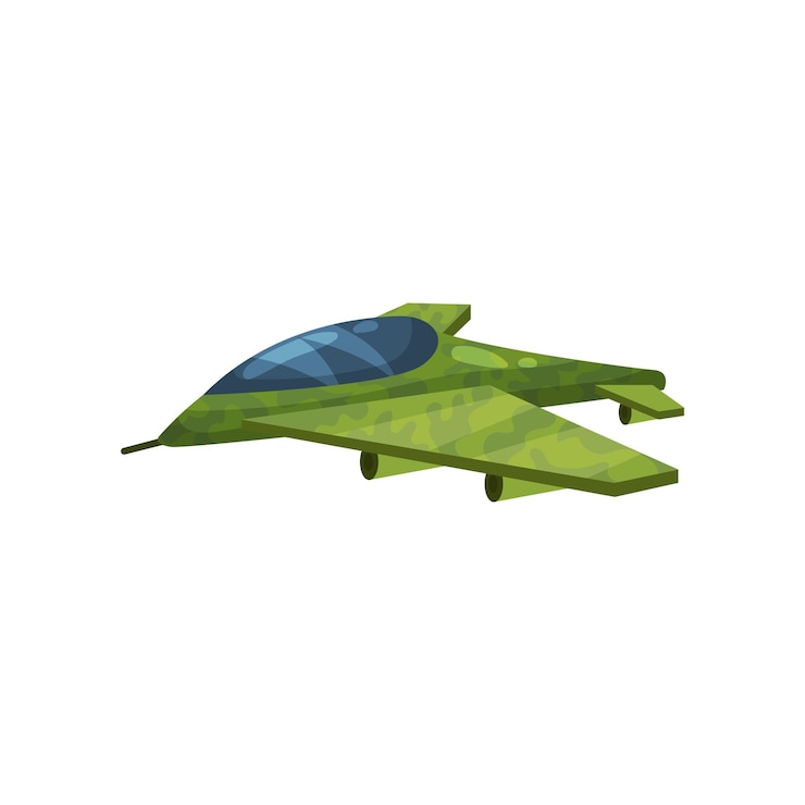 Vector pequeño avión de camuflaje avión militar rápido tema de aviación elemento de vector plano para computadora o juego móvil