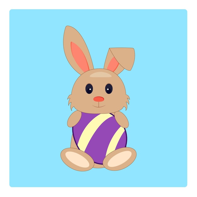 pequeño conejito de dibujos animados con huevo de Pascua