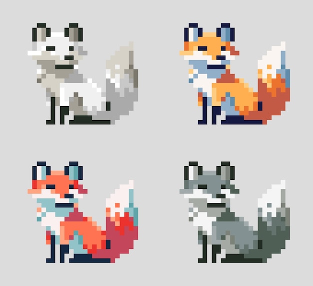 pequeño conjunto de personajes de dibujos animados de pixel art estilo de pixel art ilustración vectorial varios patrones y colores
