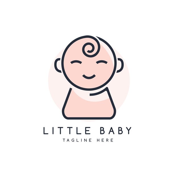 pequeño diseño de logotipo de bebé o niño diseño de contorno creativo moderno y plano