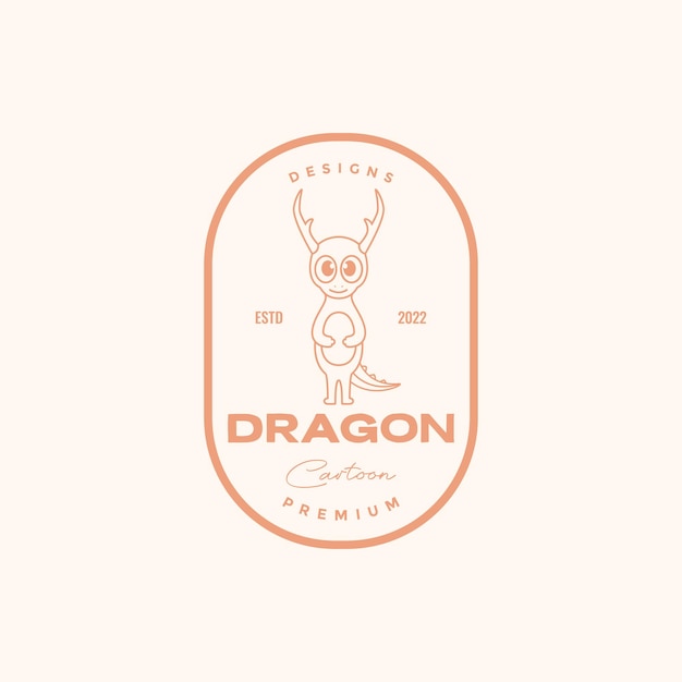 Pequeño dragón con cuerno y alas logo diseño vector gráfico símbolo icono ilustración idea creativa
