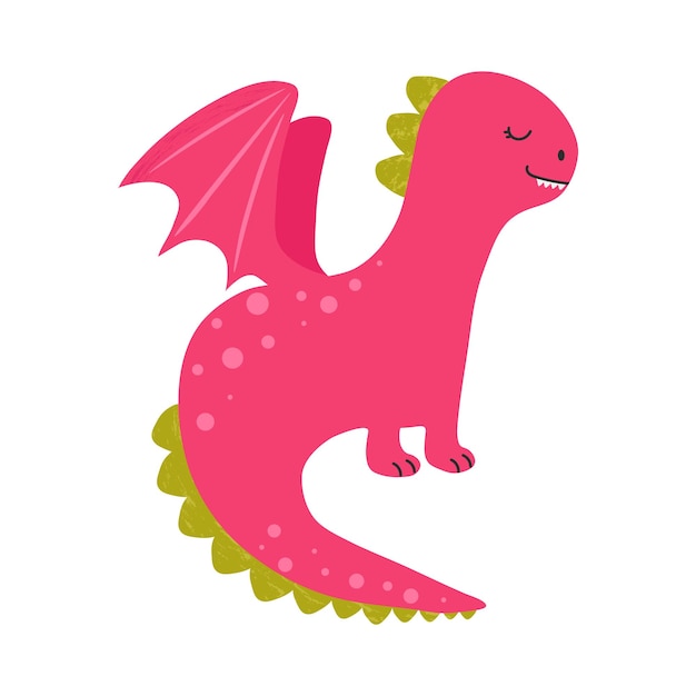 Pequeño dragón rosado de dibujos animados Ilustración vectorial