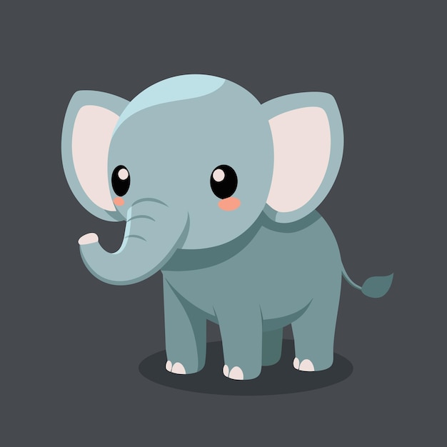 un pequeño elefante con una nariz rosa y un fondo negro