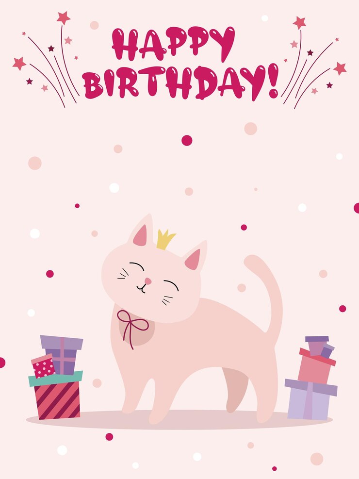 Vector un pequeño gato lindo aislado en la corona con regalos ilustración vectorial con un gato