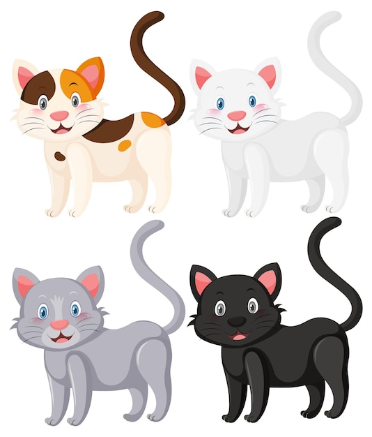 Pequeño gato lindo en estilo de dibujos animados