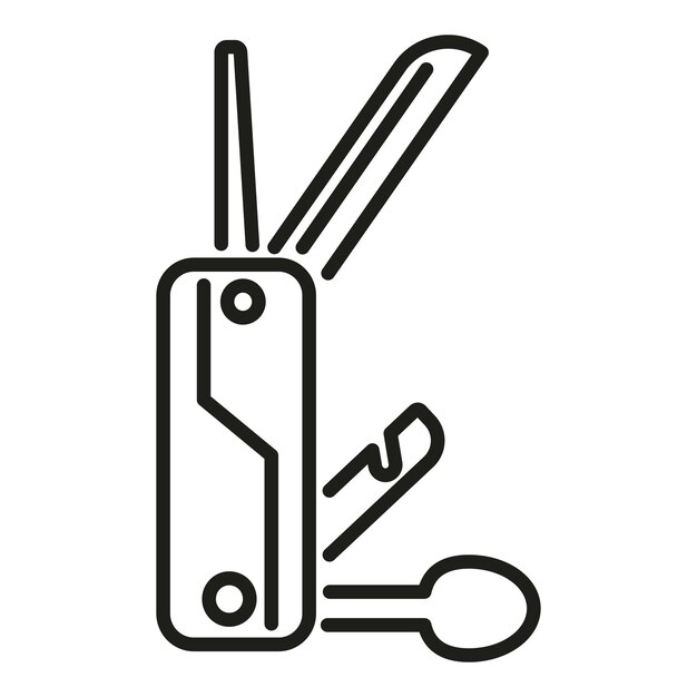 Pequeño icono multiherramienta vector de contorno Navaja Camping metal