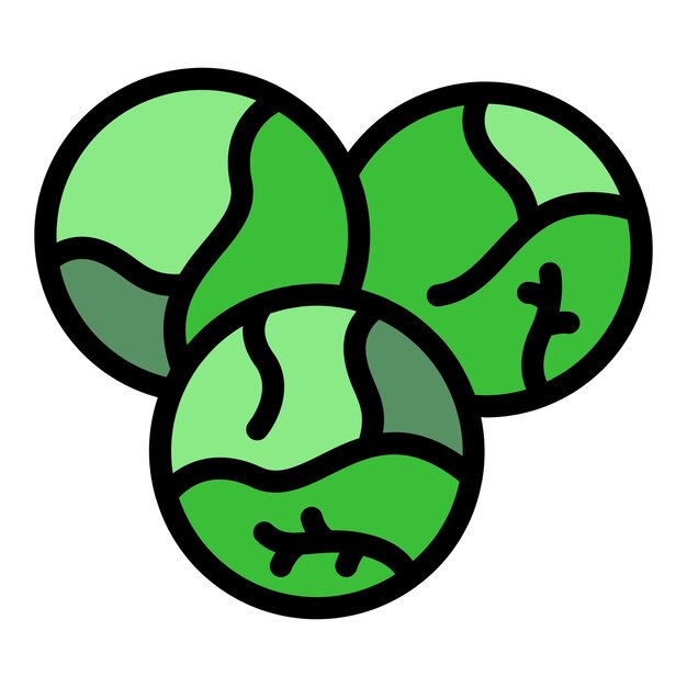 Pequeño icono de repollo vegano contorno vector Dieta saludable Comida vegetariana color plano