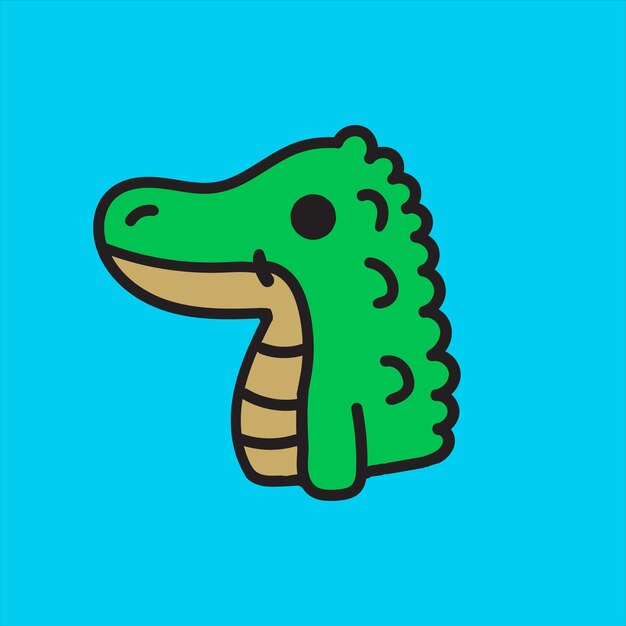 Un pequeño y lindo cocodrilo con fondo azul.