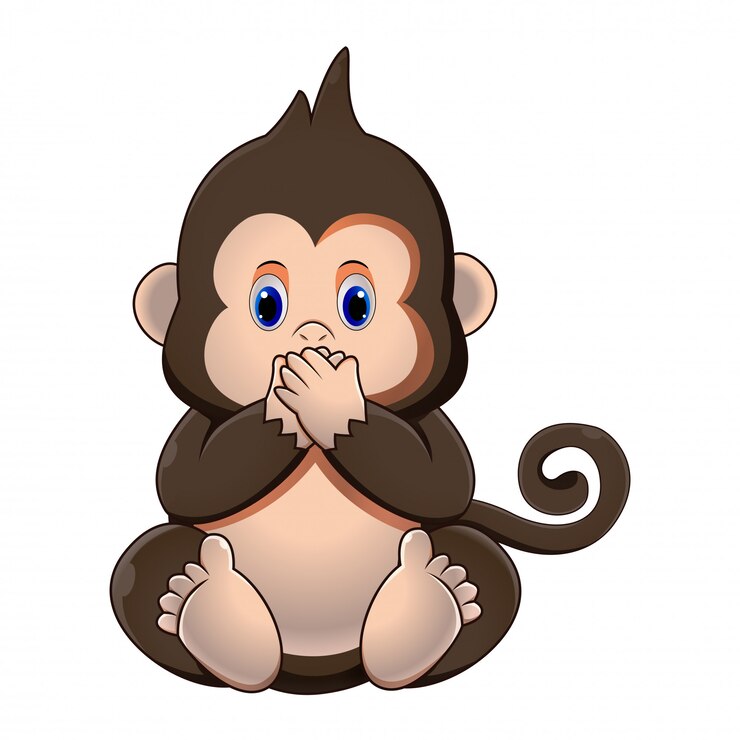 Vector un pequeño y lindo mono de dibujos animados sentado