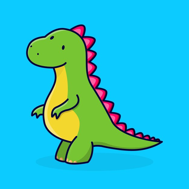 Pequeño lindo y pequeño dinosaurio amarillo verde diseño de dibujos animados de animales ilustración vectorial