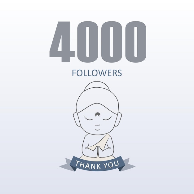 El pequeño monje muestra su gratitud por los 4000 seguidores en las redes sociales gracias de little buddha