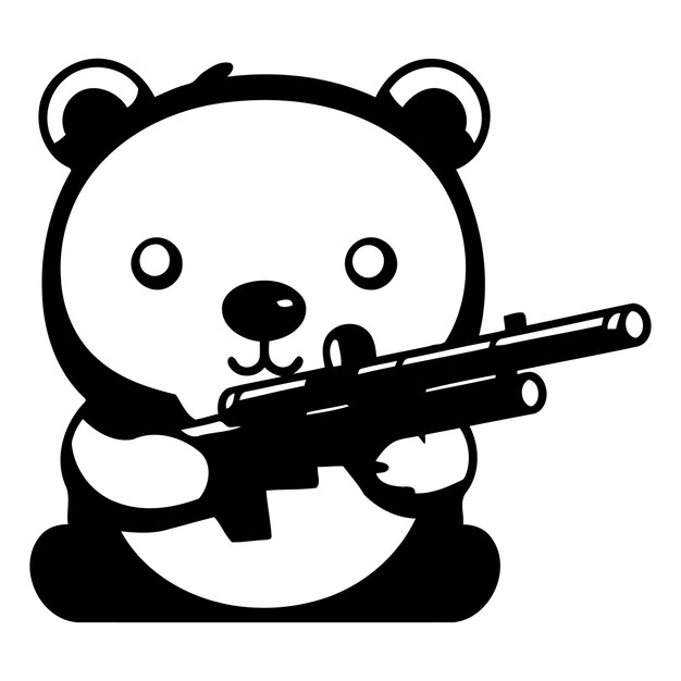 Vector pequeño oso con una pistola dibujos animados ilustración vectorial diseño gráfico eps10