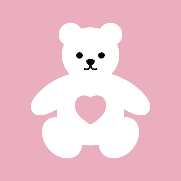 Pequeño oso polar vector personaje de dibujos animados para niños en fondo rosa