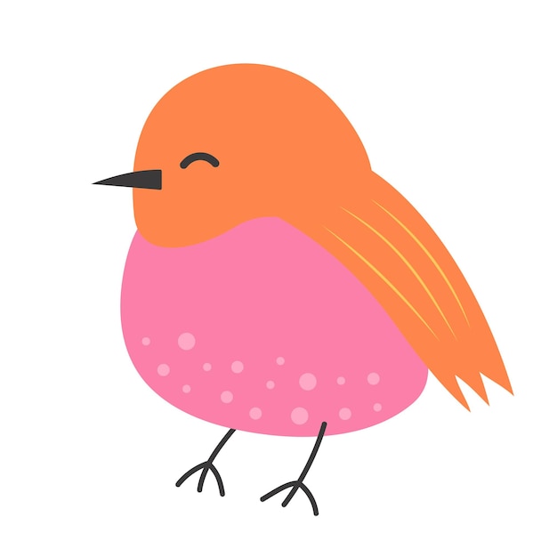 Un pequeño pájaro lindo concepto de primavera Ilustración vectorial aislada sobre fondo blanco