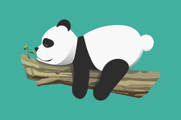 El pequeño panda duerme en un árbol