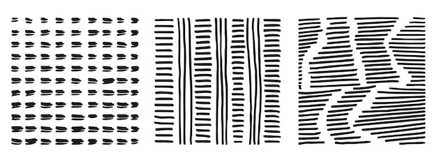 Pequeño patrón de guión Líneas punteadas textura Negro y blanco vector hatching doodle formas orgánicas Líneas cortas guión Pincel dibujado a mano trazos aleatorios Moda diseño gráfico simple de impresión retro Ilustración