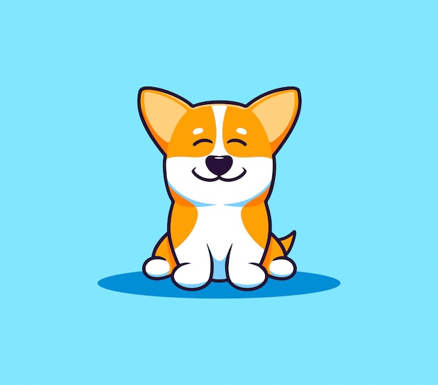 Un pequeño perro corgi, logo. personaje de dibujos animados divertidos, logotipo