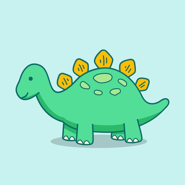 Pequeño personaje de dibujos animados lindo dinosaurio estegosaurio