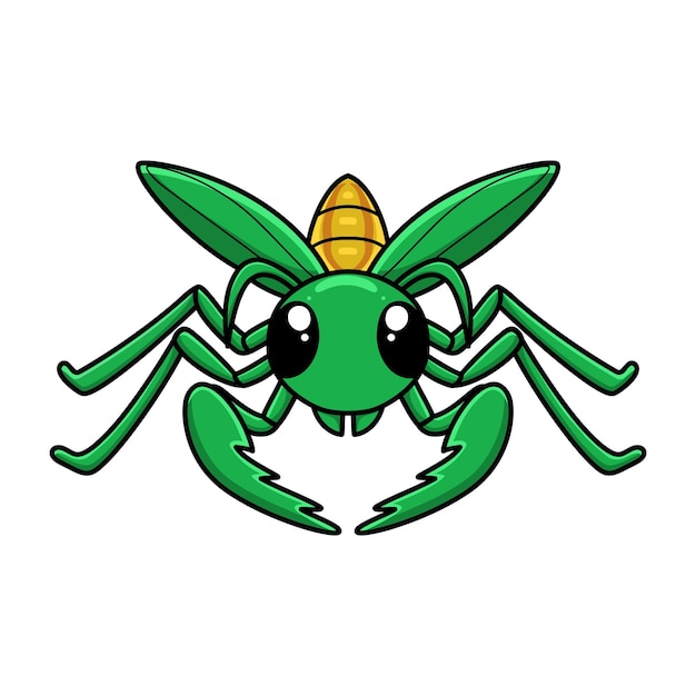 Pequeño personaje de dibujos animados lindo mantis