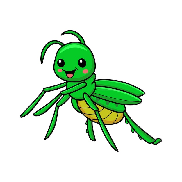 Pequeño personaje de dibujos animados lindo mantis