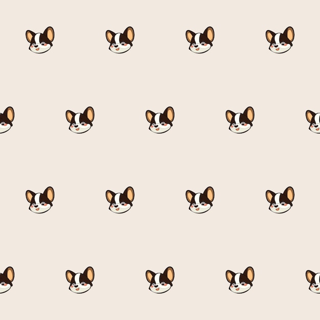 Pequeño personaje de dibujos animados de perro Corgi sin costuras Fondo adorable Perro de mascota doméstico Anim