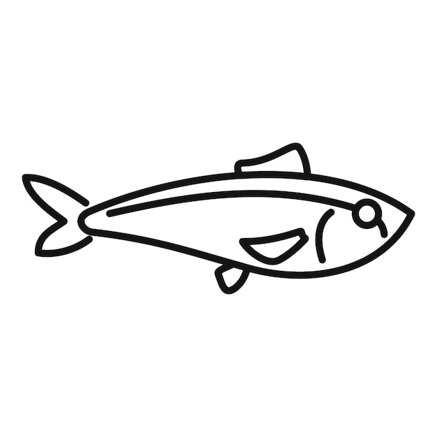 Pequeño pez sardina nadando en el icono de la vista lateral