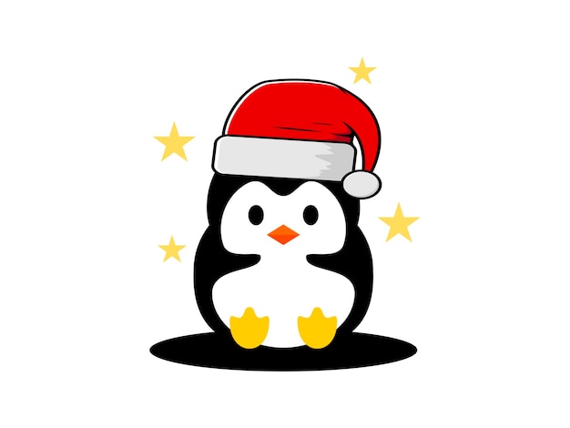 Pequeño pingüino con gorro de navidad