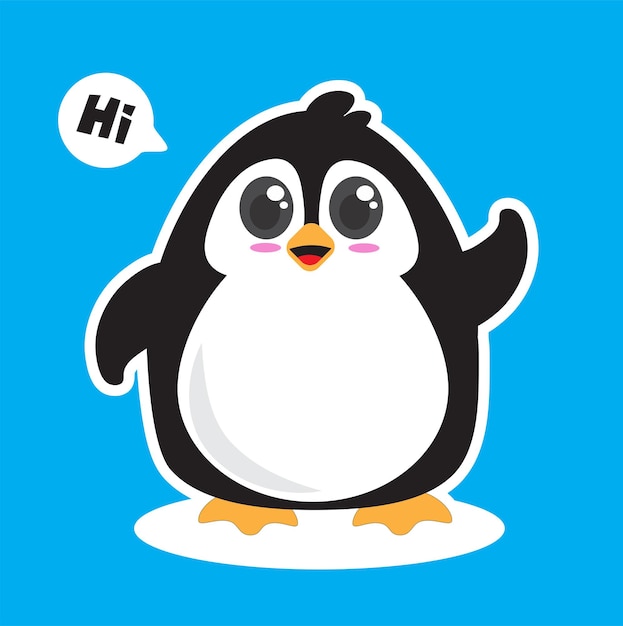 Vector pequeño pingüino lindo