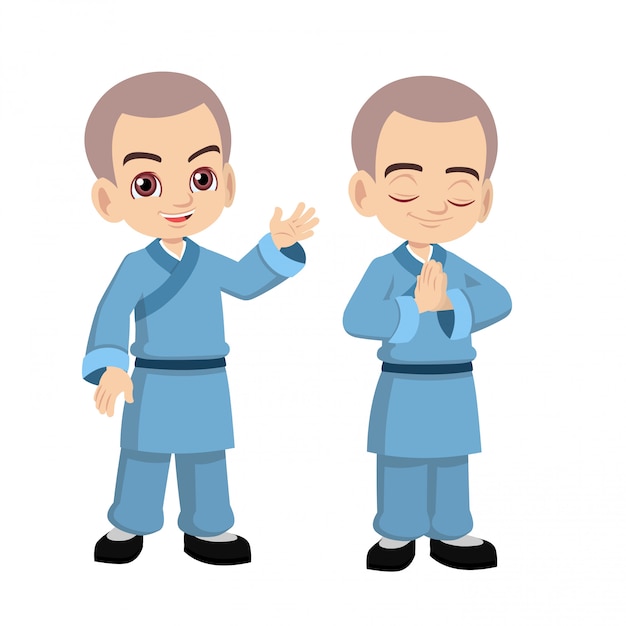 Pequeño saludo lindo del monje Shaolin