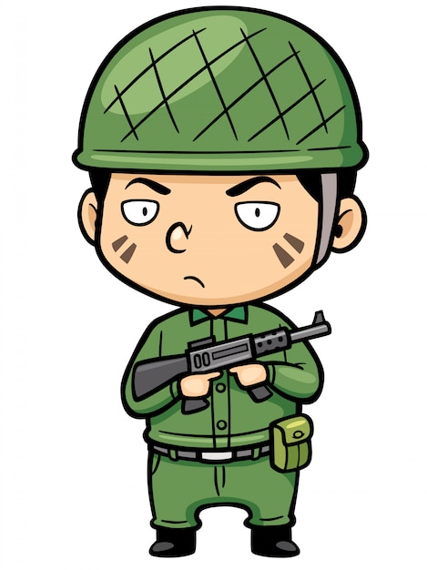 Vector pequeño soldado de dibujos animados